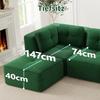 Modular corner sofa, two-seater, frameless L-shaped sofa with movable footrest, corduroy fabric, suitable for living room and bedroom, Green
