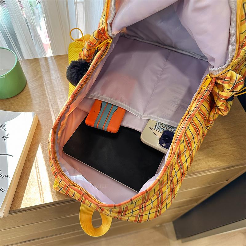 Plaid Print Schoolbag Women's Lightweight Backpack