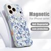 Чехол с узором из синих и белых цветов Для iPhone 17 Pro Max Магнитный Для Magsafe Покрытие с ощущением кожи Для iPhone 16 15 14 13 Pro Max