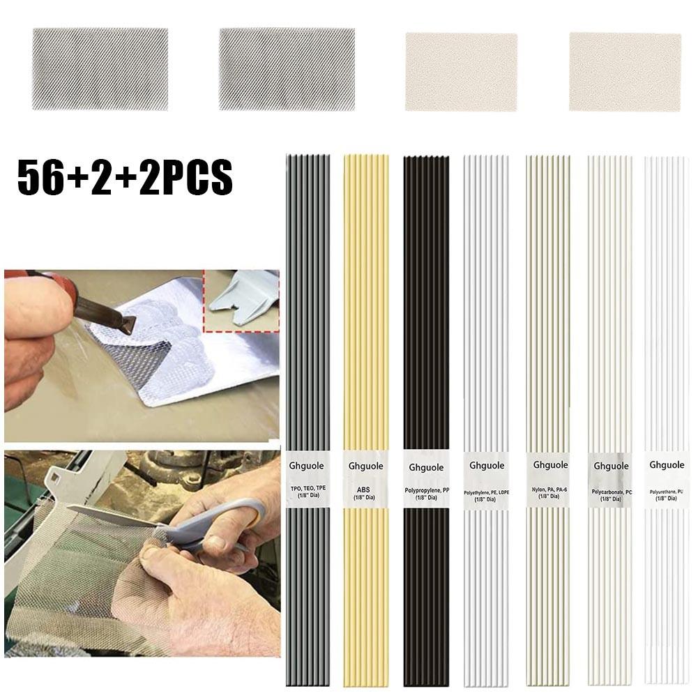 60X 13 дюймов, 7 типов пластиковых сварочных стержней с сеткой из нержавеющей стали и наждачной бумагой