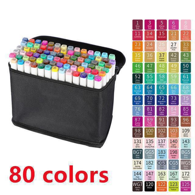 120/80/60 Цветная спиртовая ручка-маркер, Детская двусторонняя ручка для эскизов. Маркер для эскизов. Художественный маркер. Студенческие канцелярские принадлежности.