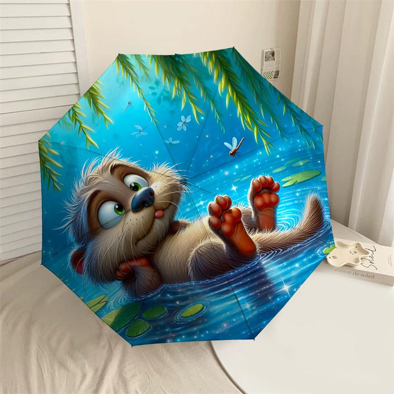1PC otter waterUmbrella-8-Rib Reinforced, Automatic Open, Lightweight & Durable, Cute Fashion Accessory for Outdoor-P143