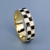 Изысканное модное женское кольцо, черно-белое кольцо, минималистское кольцо в виде шахматной доски, эмалированное кольцо ручной работы для вечеринки, обручальное кольцо