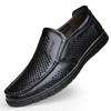 Men's Summer Breathable Hollow Sandals Cowhide Genuine Leather Soft Sole Leather Flats Loafers Casual Shoes H610