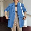 Women Casual Turn Down Collar Loose Long Sleeve Cardigan Tops