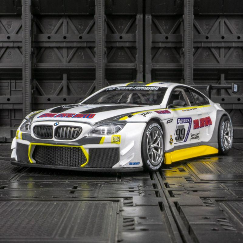 1:24 BMW M4 GT3 Alloy Sports Car Model Diecasts Metal Track Racing Car Model Simulation Sound and Light Collection kids Toy Gift