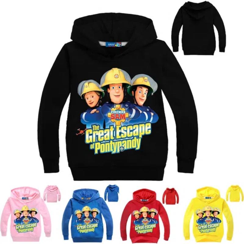 Новая детская флисовая толстовка с капюшоном «Пожарный Сэм», толстовки, верхняя одежда, подарки