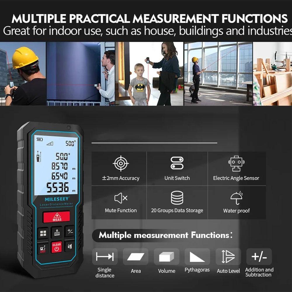 Цифровой лазерный дальномер 40M 60M 80M 100M Лазерная рулетка Лазерный дальномер Измерительный инструмент