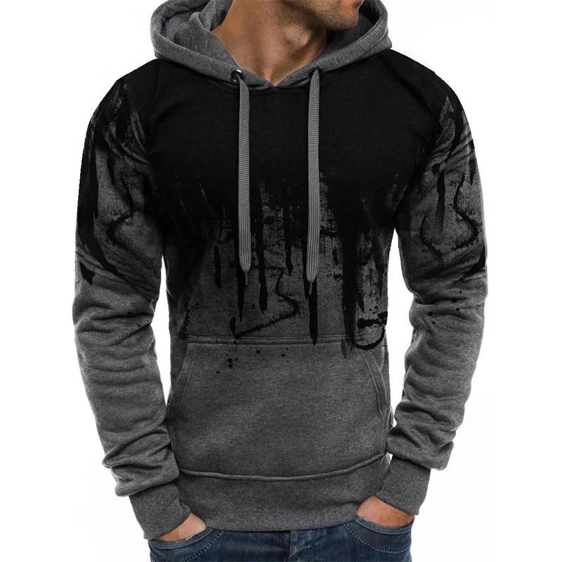 Gradient Print Men's Pullover Hooded Sweatshirt Spring Autumn Daily Fitness Sportswear Fashion Casual Hoodies Loose Clothin