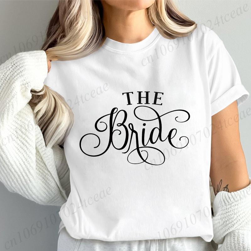 New Fashion Team Bride Tee T-Shirt Womens Vintage Wedding Party T-Shirt Funny Bride T-Shirt Tops Women's Tees Streetwear