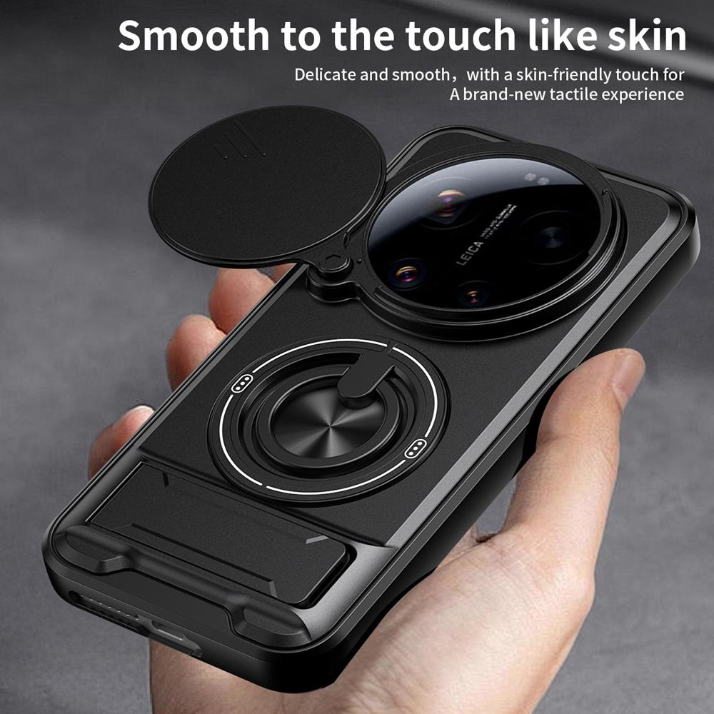 KEYSION Магнитный Чехол для Телефона для Xiaomi 17 Ultra 5G Защита Сдвижной Камеры Вертикальная Подставка 360 Кольцо Ударопрочная Задняя Крышка