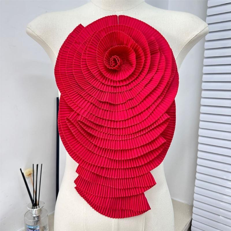 Модная плиссированная большая булавка-цветок на лацкан, преувеличенная сложенная брошь-цветок для платья и рубашки, женская нагрудная булавка, украшение