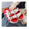 New Two-tone Double Buckle Strap Women Slides Non-slip Thick EVA Platform Casual Indoor Outdoor Slippers