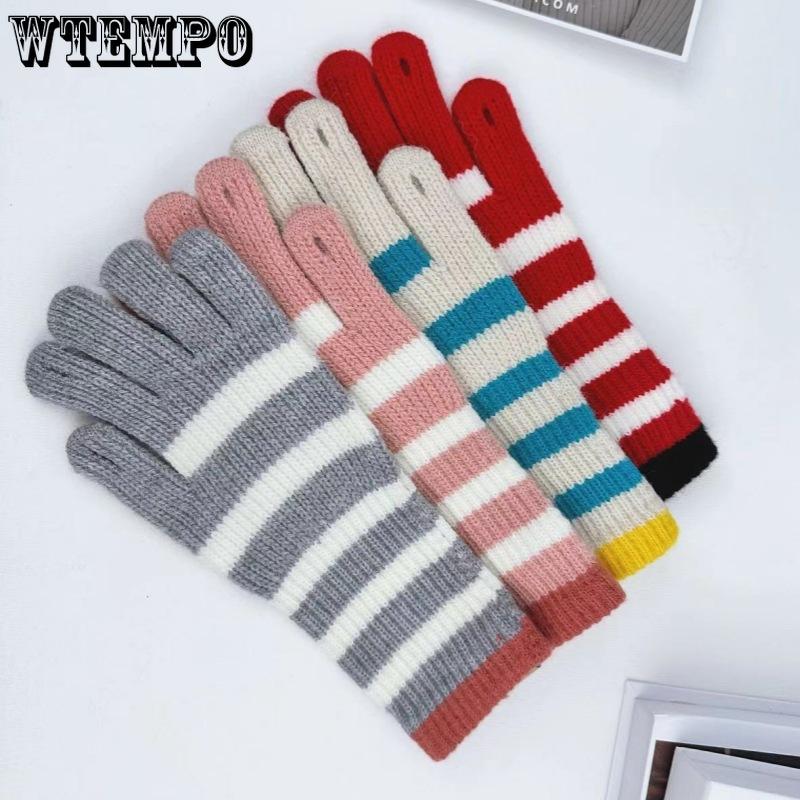 Женские вязаные перчатки Зимние женские перчатки с длинной полоской, с сенсорным экраном, для активного отдыха, для велоспорта