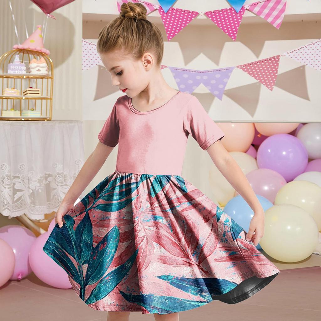 Летнее платье для девочек, платье для малышей, однотонное повседневное платье-футболка с коротким рукавом А-силуэта