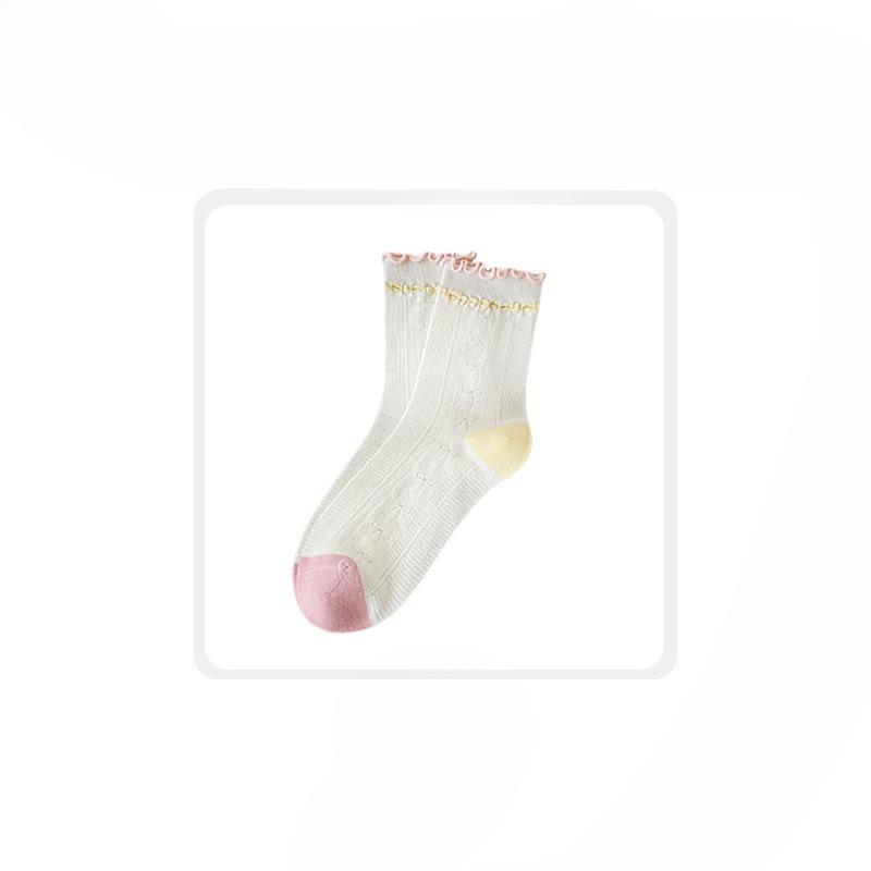 Женский весенне-летний тренд Милый бантик Край уха Все вшитые носки-трубы из хлопка