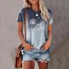 Summer Short Sleeve T Shirt Fashion Women's T-Shirt Dandelion Design Print Daily Casual Round Neck Pullover Oversized Clothing