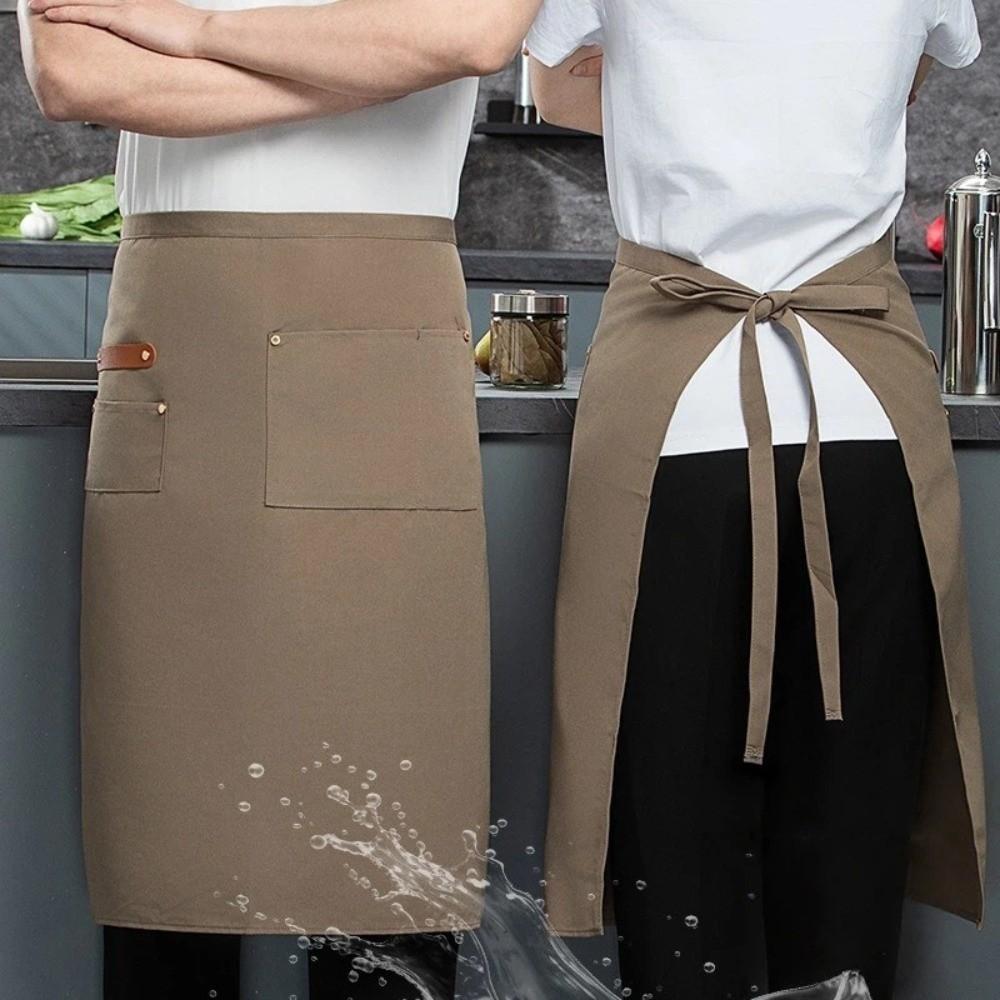 Кухонный фартук с множеством карманов, холщовая рабочая одежда, новый фартук для официантки, для ресторана