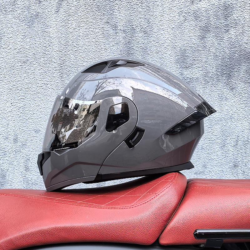 Small Shell Helmet Peel-off Helmet Motorcycle Helmet Locomotive Double Lens Men's and Women's Four-season Motorcycle Cruise Helmet Large