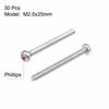 uxcell M2.5 Machine Screws, Bolts, M2.5x25mm, Silver Gray, Pan Head Machine Screws, 304 Stainless Steel, Pack of 30