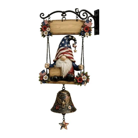 Distressed Wood Grain Sign Garden Gnome Bell, Welcome Outdoor Hanging Doorbell, Bell Pendant Wind Chimes for Patio Home Porch Yard Decorations Unique