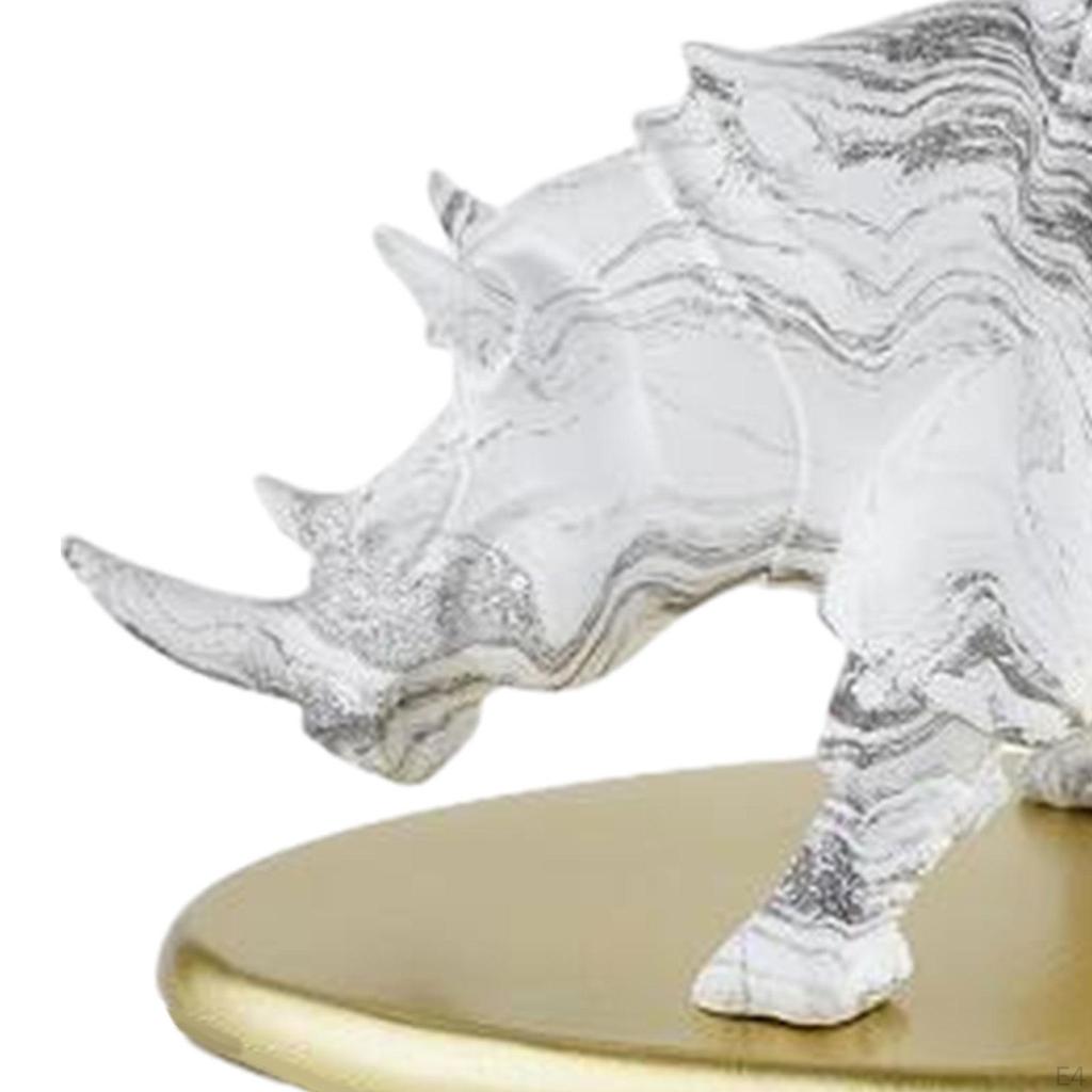 Animal Sculpture Rhinoceros Statue Decoration 24x13x13cm Fengshui Decor Desk Collection for Home