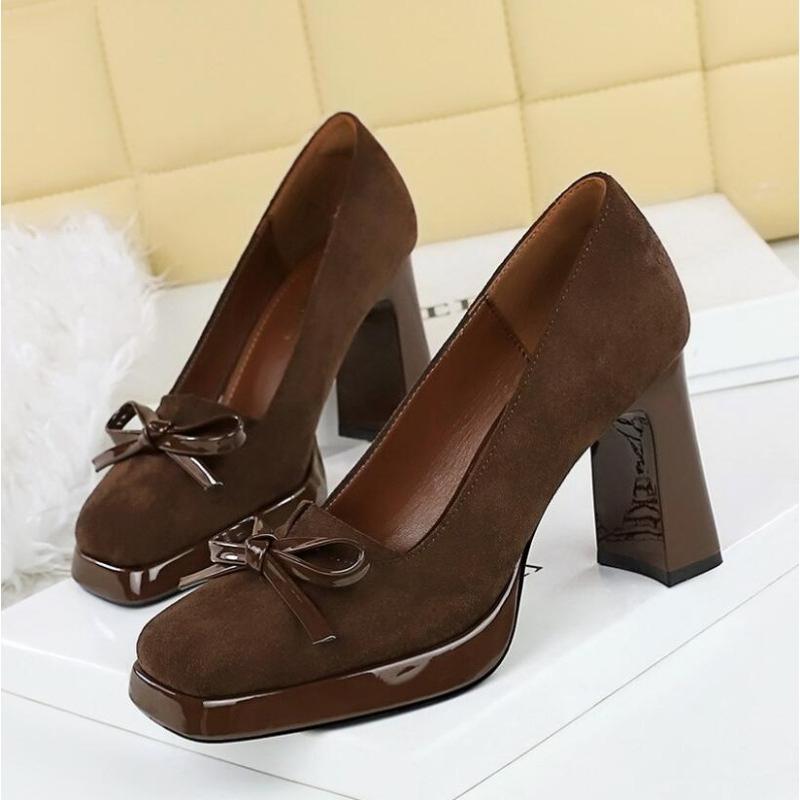 Весенние туфли 2026 года для женщин Квадратный носок Платформа Женские туфли Мэри Джейн Мелкие без застежки Женские Элегантные Туфли-лодочки на толстом каблуке