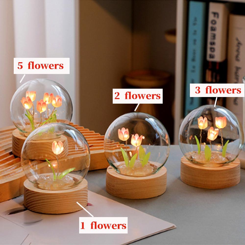 Small Girlfriend Handmade Room Decor Tulip Night Light Floral Lamp DIY Material
