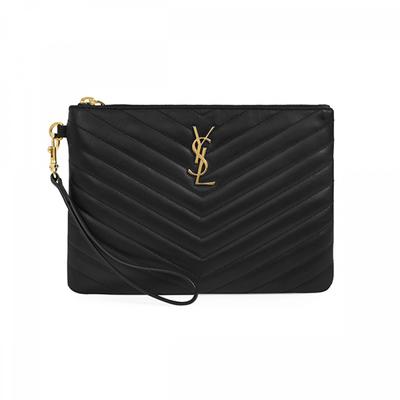 Saint Laurent 379039 Cwu01 1000 Cassandra Monogram Стеганая Маленькая Сумка-Клатч Золотого Цвета