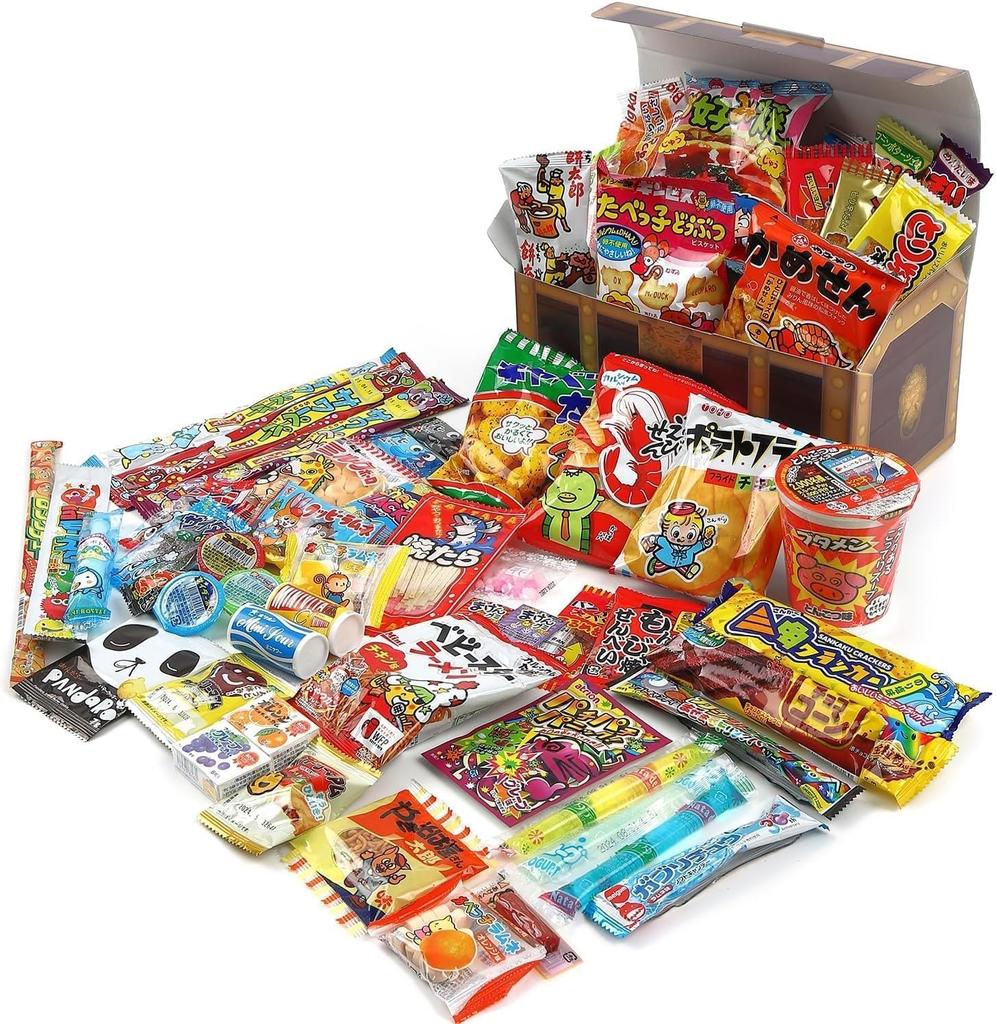 The Child Is Very Treasure Box Sweets Assortment Dagashi Set Gift 60 Types 60 Piece Set Happy!