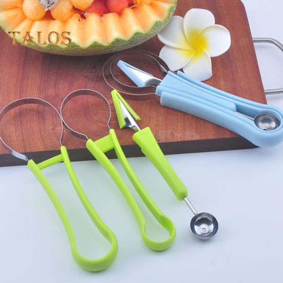 3-in-1 Stainless Steel Fruit Baller Set Melon Carving Tools Fruit Peeler Cutter Seeds Remover Ice Cream Baller Kitchen Utensils