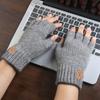 Leather Label Antler Men Wool Mittens Half-finger Gloves Female Gloves Knitted Cashmere Gloves
