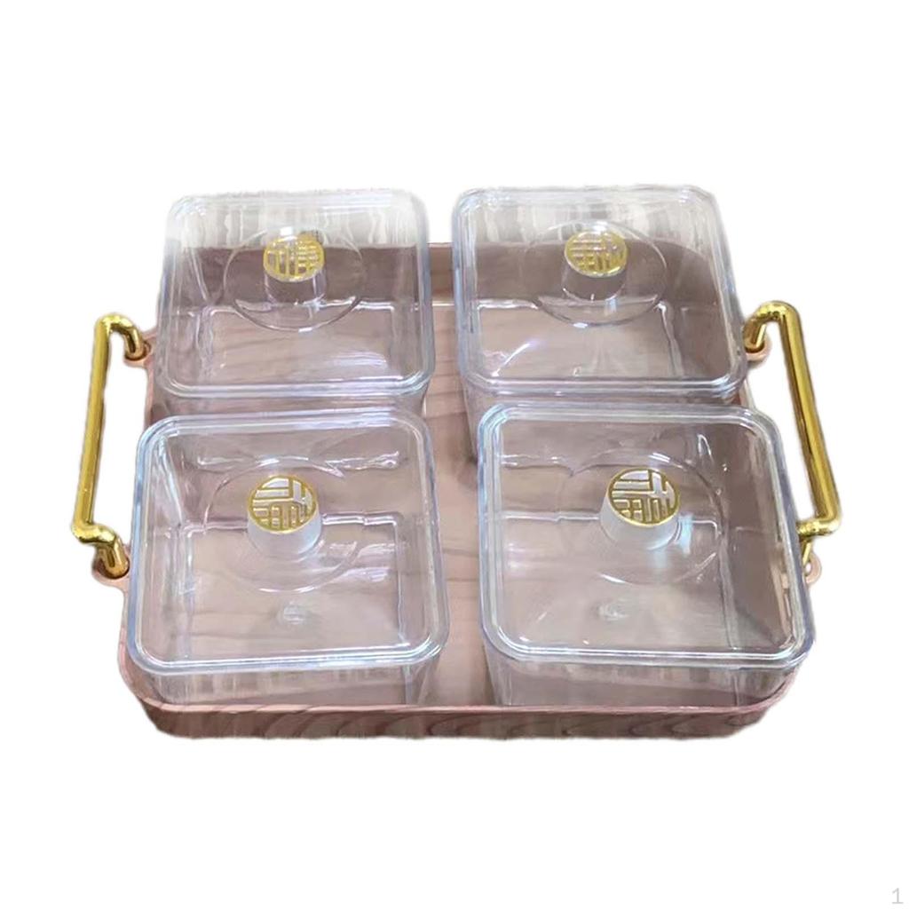 Тарелка для закусок, поднос для сервировки орехов и конфет с чашей с крышкой, разделенная посуда для сладких орехов