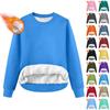 Women's Casual Fashion RoundNeck Pullover Top Winter Solid Color Plush Sweatshirt