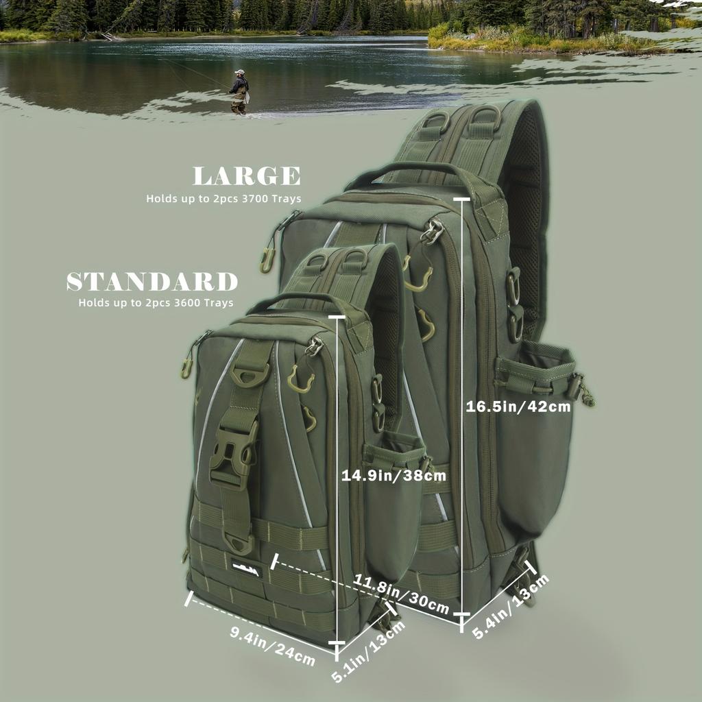 FunVZU Fishing Tackle Backpack, Fishing Bag with Rod Holder Water-resistant Material, Removeable Shoulder Strap