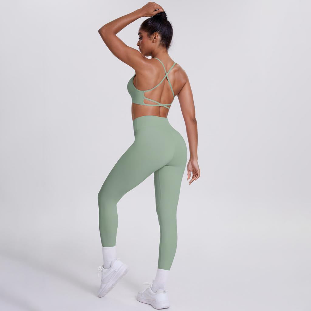 New Cross Suspender Beautiful Back Sports Bra Set, Cloud Sensing Quick Drying Tight Yoga Suit, Outdoor Running Fitness Two-Piece Set For Women