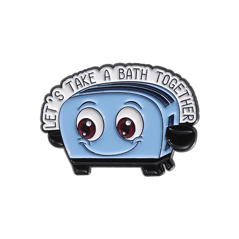 Cartoon Toast Enamel Brooch Lapel Pin Dollar Bread Machine Avocado Goldfish Pigeon Frog Creative Bread Metal Badge Jewelry Gift