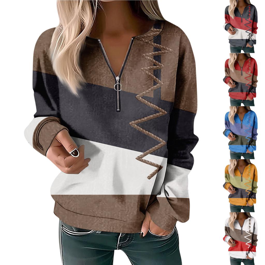 Женская толстовка, пуловер, базовая четверть, молния, желтый, красный, синий, галстук, уличный топ с v-образным вырезом и длинными рукавами, повседневный осенний пуловер