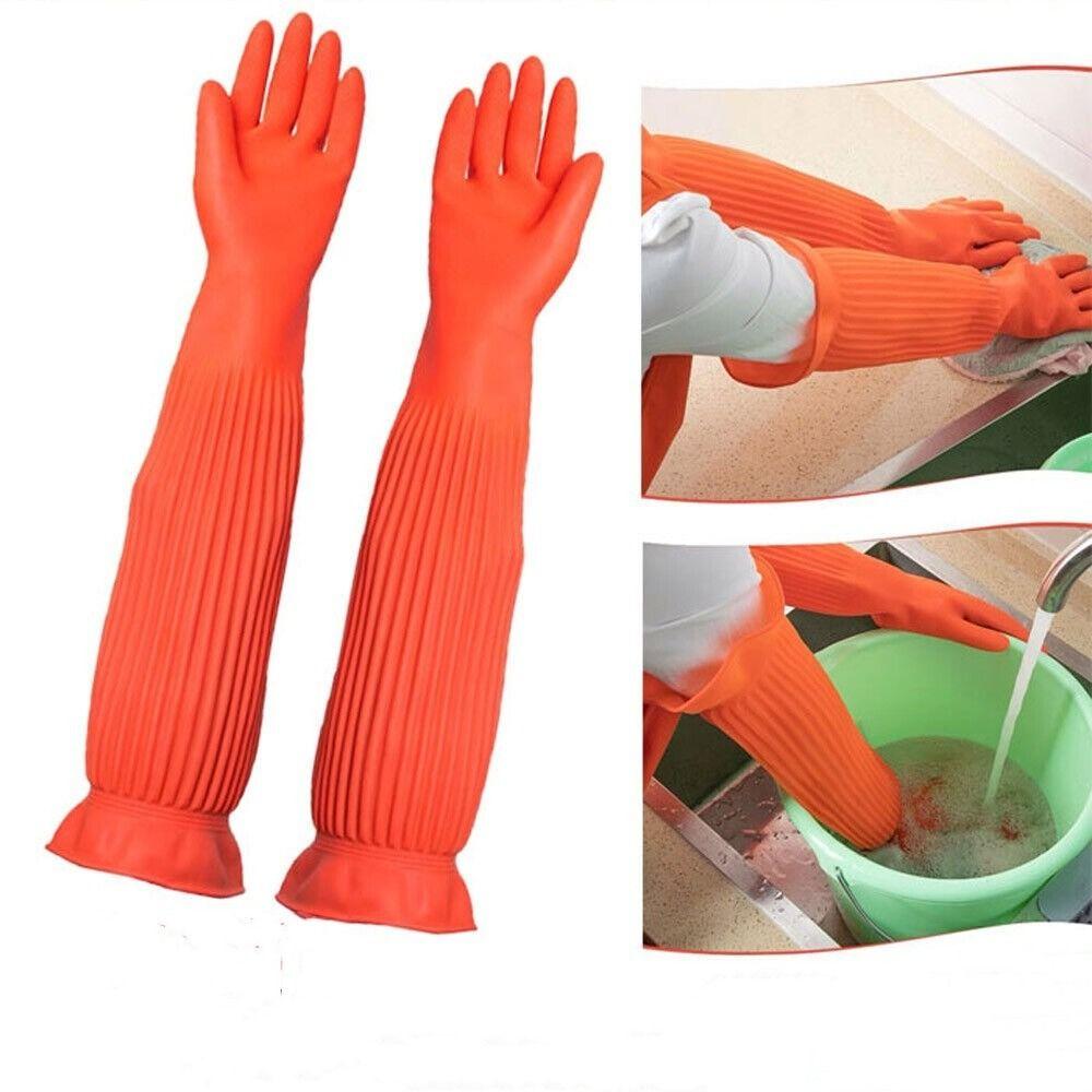 1Pair Unisex Kitchen Waterproof Household Gloves Long Sleeve Work Gloves Anti-Backflow