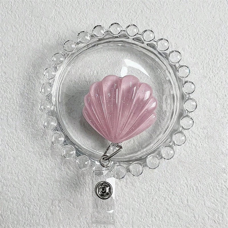 Блестящий бейдж-ролик с ракушкой, выдвижной держатель для бейджа ID-карты, бейдж для имени, рабочий зажим-крокодил для учителей, офисных сотрудников, медсестер