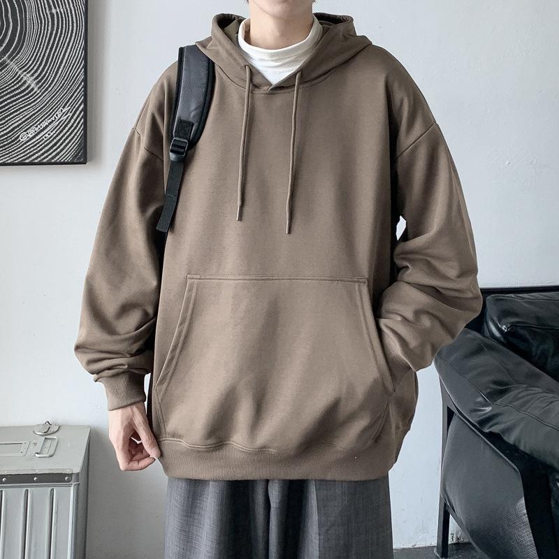 Весна Осень Повседневная толстовка с капюшоном Удобная толстовка с капюшоном Мужская свободная толстовка с однотонным пуловером Молодежная спортивная толстовка