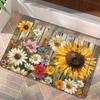1Pcs Sunflower Floret Pattern Floor Mat Modern Kitchen Polyester Rug Non-Slip Colorful Indoor Carpet, For Home Bathroom Bedroom Living Room Decor