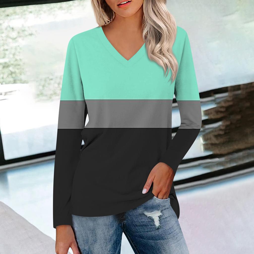 Женский свободный топ с заниженной линией плеч и длинным рукавом с V-образным вырезом