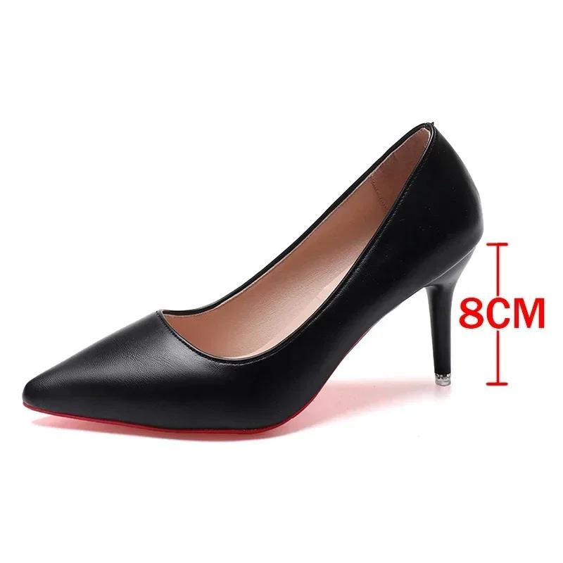 Fashion Classic Black Stiletto Heels Pumps Women 2024 Spring Patent Leather Office Shoes Woman Plus Size 43 Pointed Toe High Heels Shoes