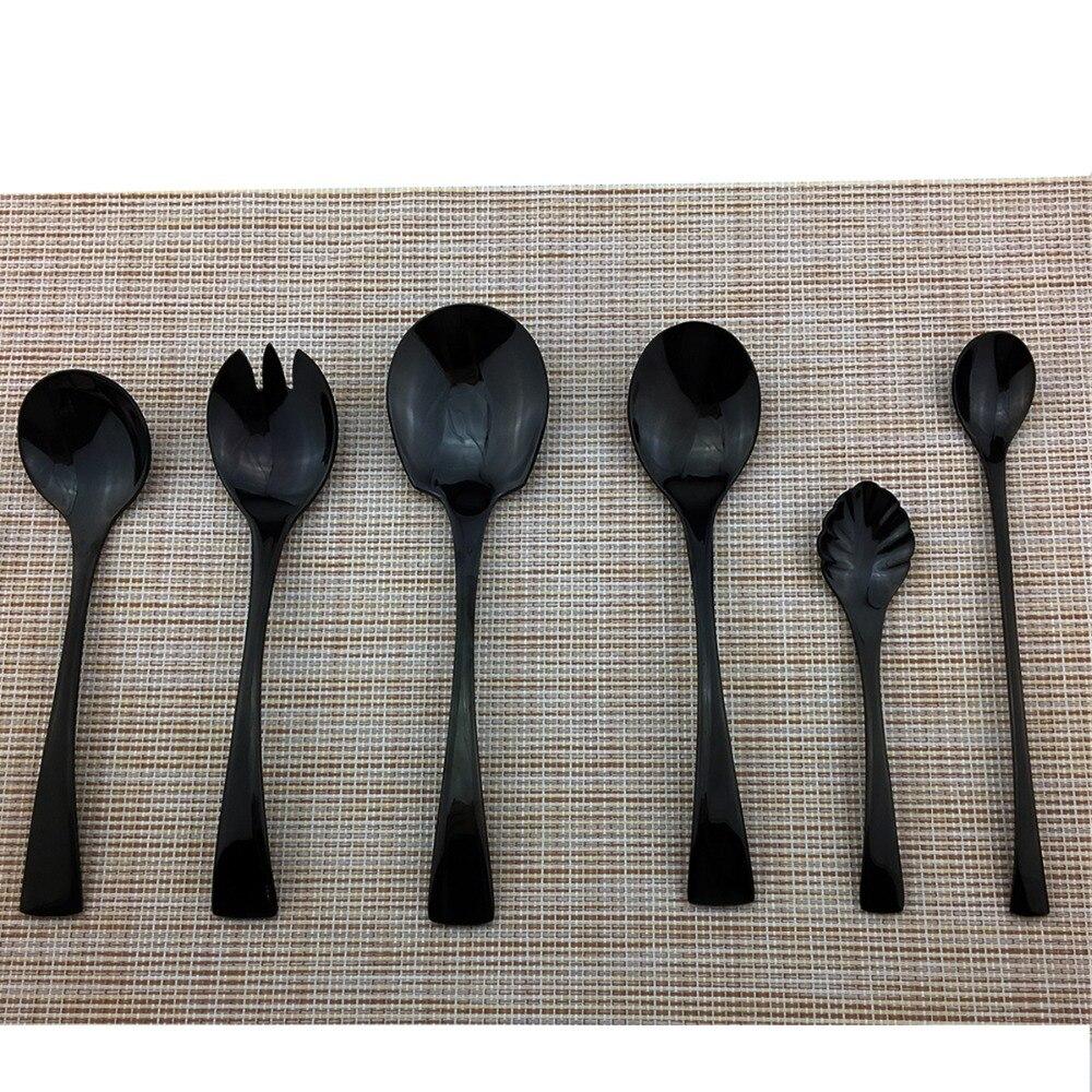 1-Piece Mirror Black Cutlery Set 18/10 Stainless Steel Western Food Tableware Sets Butter Fork Spoon Dinnerware