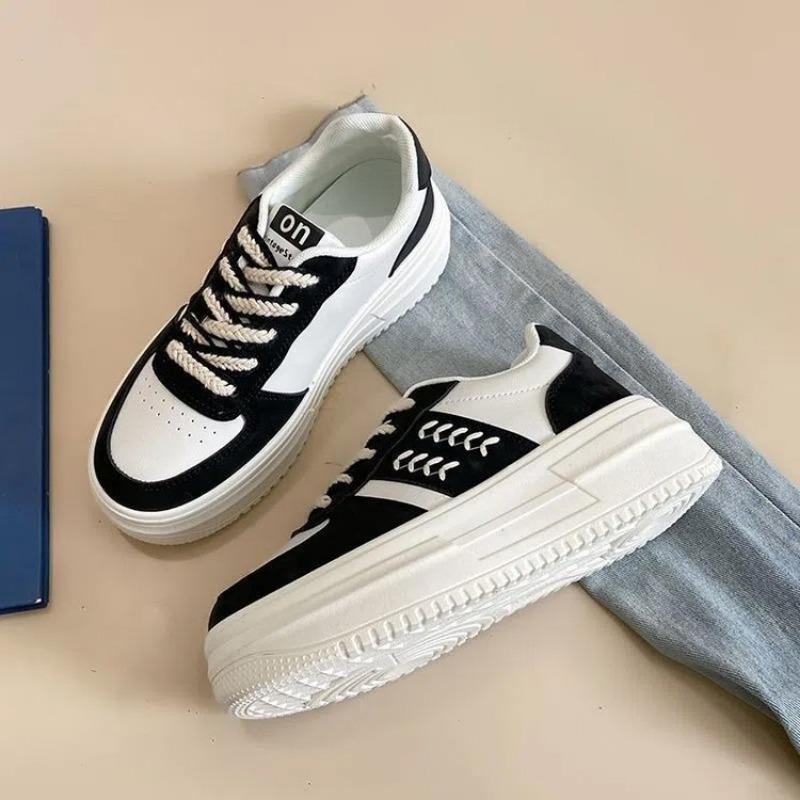 Мода 2024 года, новая весна и осень, дышащая, универсальная, в корейском стиле, модная обувь для скейтбординга, толстая подошва, большая повседневная обувь, женская обувь