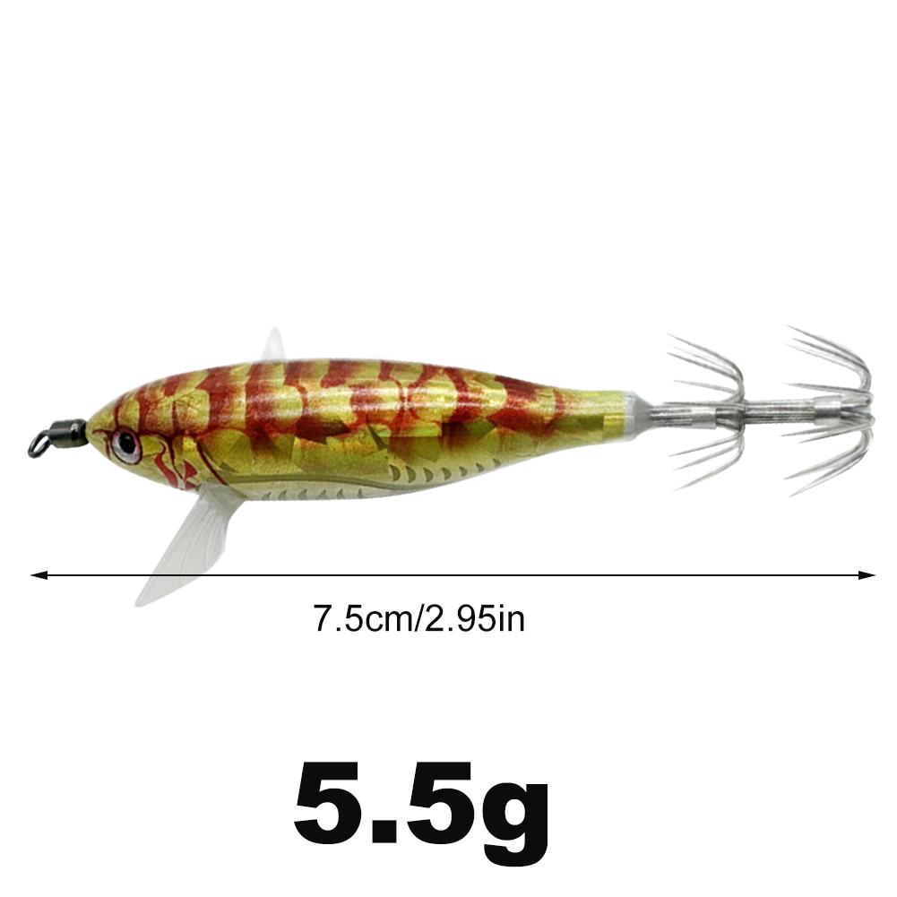 Светящиеся рыболовные приманки Осьминог Кальмар Рыболовные приманки Светящаяся джиг-приманка Горизонтальная деревянная креветка Ночная рыбалка Твердая приманка