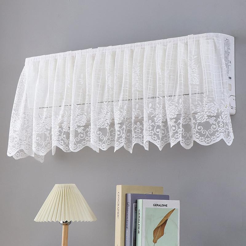 Elegant Lace Embroidered Design Anti-Direct Blowing Air Conditioner Covers Cloth Wall-Mounted Dust-Proof Case Home Decoration