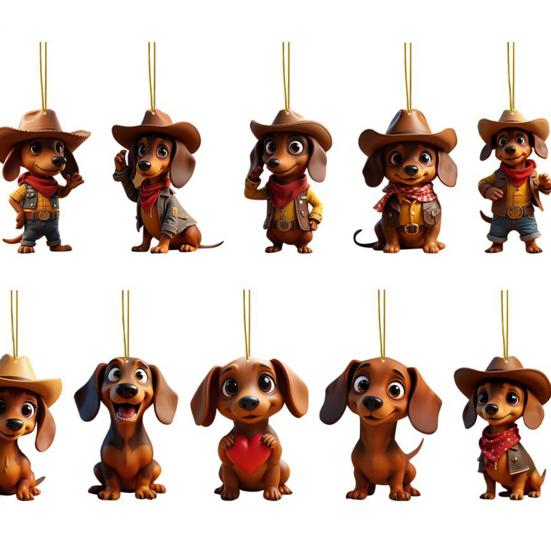 Календарь ожидания Рождества с собакой таксой 2025 24 дня Календарь обратного отсчета до Рождества с 2D акриловыми подвесными украшениями в виде таксы для декора елки