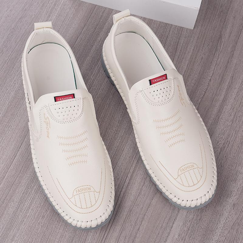 Fashion New Mens Leather Shoes Slip On Soft Loafers Non Slip Breathable Driving Flats Summer Walking Office Work Shoes Tenis Masculino